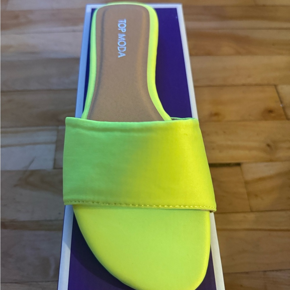 TOP Moda Women's Bright Yellow Slide Sandals